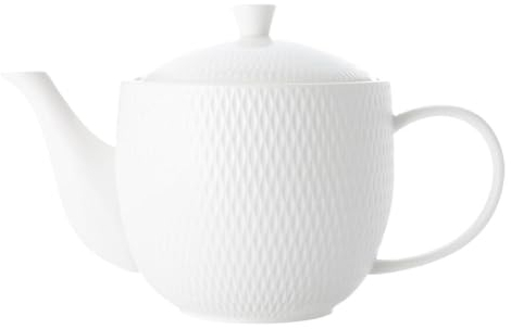 Maxwell & Williams DV0064 Teekanne Weiß, 1000 ml, rund – Serie Diamonds – Porzellan, klassisch – mit Geschenkbox