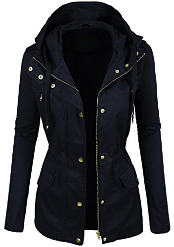 PRIME Ladies Parka Jacket Women Summer Light Weight Cotton Casual Trench Coat PK-02 (2NAVY, 10 / Medium)