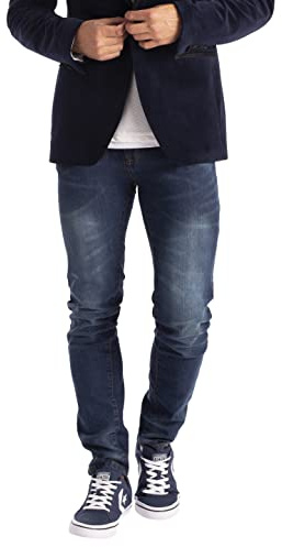 westAce nya stretchbyxor för män smal passform flex jeans byxa töjbar denim 98 % bomull och 2 % stretchbyxor 28-40 midja, Indigoblå, 32W x 32L