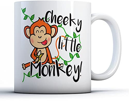 Finger prints - Cheeky Little Monkey! - Children Animal Gift Mug, Ceramic, 11fl.oz.