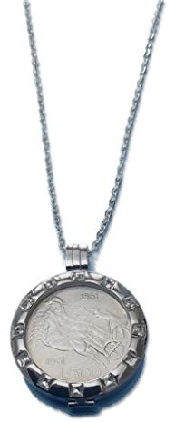 Unità d'Italia - Moneda de 500 liras de plata colgante con collar de 90 cm. Único, Plata esterlina, Plata 1