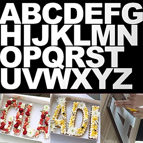 Rolin Roly 26Pcs 10 inch Pochoirs à Gâteaux Alphabets Lissages de Gâteau Mouleà Forme A-Z Plastiques Modèle Spécifique Decoration Glacage Gateau Crème Fruits