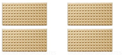 Bricks and Baseplates LEGO 8x16 TAN Plate - 8x16 STUDS (PINS) - Actual dimensions 12.8cm x 6.4cm x 0.5cm FREE TRACKED UK POSTAGE Supplied in Sealed Packaging (4)