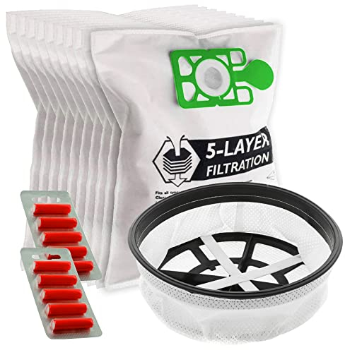 SPARES2GO Cloth Dust Bags + 12 Main Filter compatible with Henry Hetty James Vacuum Cleaner (Pack of 10 Bags + Fresheners)