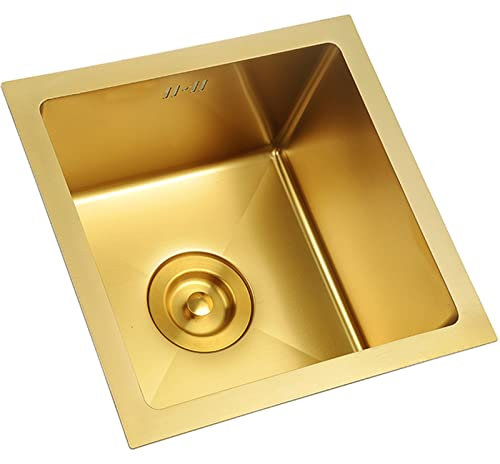 Kitchen Sinks Lavello da Cucina Color Oro, Mini lavello per Tromba, in Acciaio Inox, per Lavare i Piatti e la Piscina, Contenitore per la Pulizia, Durevole 38 * 38 * 21.5cm Old Skool PRO