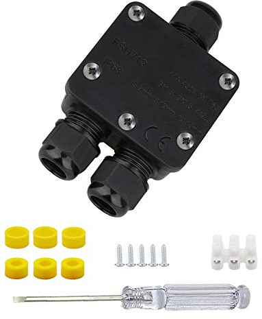 Wasserdichte Anschlussdose, 3-Wege, IP68, externe wasserdichte elektrische Anschlussdose, schwarz, wasserdicht, Abzweigdose, Kabelverbinder, Drahtverschraubung, außen (1 Packung – klein)