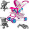 Milly Mally Kate Folding Doll's Pram for Girls from 3 Years with Hood, Foam Wheels, Candy Straps