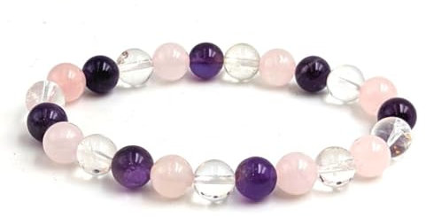 Garaulion Bracelet Pierre Naturelle 8mm, Femme,Homme Bijoux Pierre, (Améthyste, Quartz Rose, Cristal de Roche)