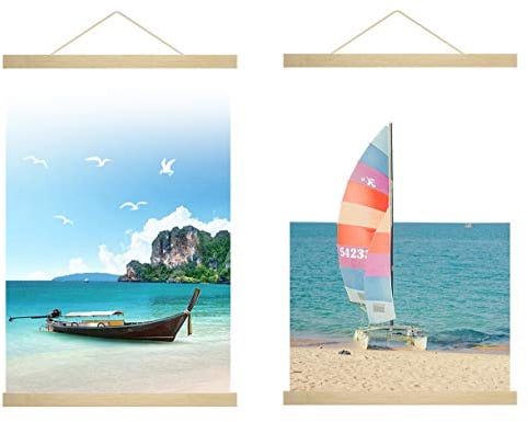 Radezon A1 Posterleiste Posterschiene Poster, Magnet Magnetische Holz Poster Aufhänger Halter Rahmen Leisten Bild Bilder Bilderleiste Bilderrahmen 61x90 61x91.5 61x40(61cm, Natur, 2 Packungen)