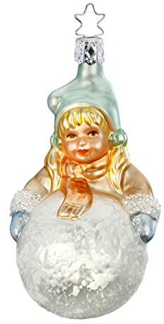 Inge-glas - Sophies Schneeball - Christbaumschmuck - Baumschmuck - 11 cm - Glas - mundgebalsen - 1 Stück