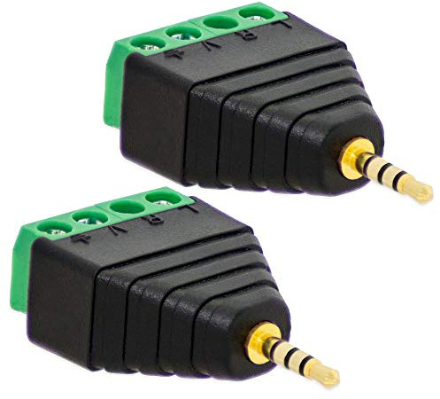 2X Klinken Stecker 2,5 mm Adapter > Terminal Block 4-Pin Schraub Klemmen Vergoldet