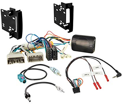 ACV Einbauset mit Lenkradadapter für Doppel DIN Autoradio in Dodge, Chrysler, Jeep - schwarz