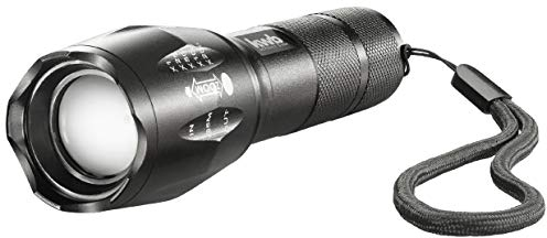 kwb 949510 Aluminium Taschen-Lampe mit LED Technik, inkl. 3 AAA Batterien, ANSI FL 1 - Standard, Leuchte mit 5 Leucht-Modi + Zoom-Fokus