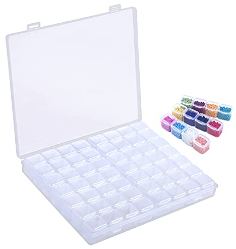 Naler 56-Fächer Sortierbox Plastik Transparent Schachtel Box Plastikschachtel für Aufbewahrung Perlen Nagelart Strassstein Nagelzubehör Tabletten