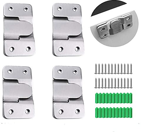 Stainless Steel Premium Flush Concealed Mount Brackets, Universal Furniture Connector Z Clip Brackets for Pictures Mirrors Frames etc (4 Pairs Large)