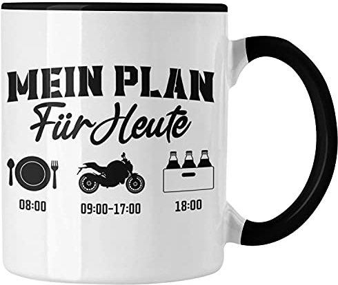 Trendation - Motorradfahrer Geschenk für Männer Motorrad Tasse Sprüche Kaffeetasse für Biker Herren (Schwarz)