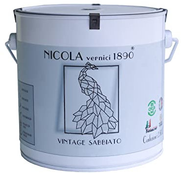 Vernice Decorativa della Linea Vintage, a Base di Acqua, Made in Italy, Sabbiato Fine, Perla - Formato da 2,5 lt