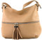 modamoda de T159 Damen Leder Umhängetasche Schultertasche Medium handmade in Italy, Farbe:Beige