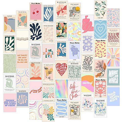 Wanddeko Aesthetic Room Decor, Poster Set for Wand Deko, 50 Stück Wandcollage-Kit, Matisse Poster for Modern Deko, Deko Bilder Set, Bilderwand, Schlafzimmer Deko Aesthetic, Bilder Schlafzimmer