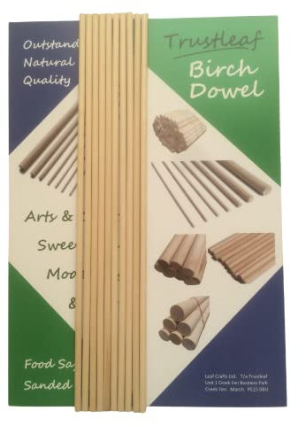 Trustleaf Holzdübel aus Birkenholz, Hartholz, 5 mm x 30 cm, 10 Stück