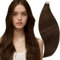 RUNATURE Tape Extensions Echthaar Braun 25cm Kurz Echte Haare Echthaar Extensions Tape Braun Haarverlängerung 20 Stück Tape in Extensions Echthaar Unsichtbar Menschliches Haar 30g Farbe #4