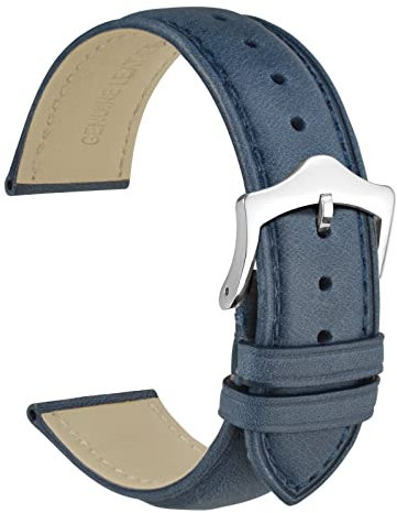 WOCCI 20mm Vintage Leder Uhrenarmband mit Konische Schnalle, Ersatz Armbanduhr (Blau)