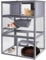 Wooden Cat House Outdoor Enclosure with 3 Floors and Weatherproof Roof Indoor Large Catio for Cats with Hammock & Resting Box