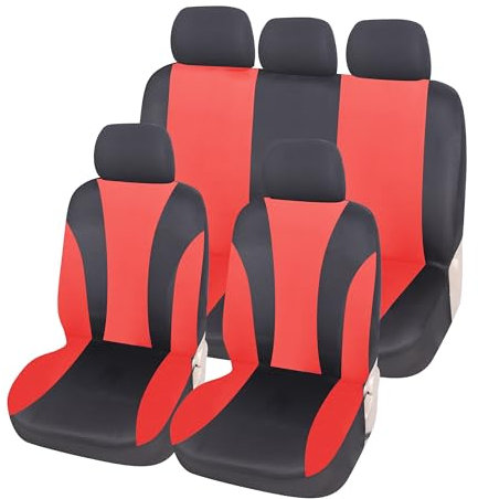 Auto Accessori Lupex - Copri sedili Auto Universali LS06 | Colore Rosso | Set Anteriori e Posteriori | Poliestere | No Suv