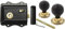 AB Hardware Old English Victorian Style Latch Lock Snib + Ebonised Beehive Rim Door Knob Set (Aged Brass)
