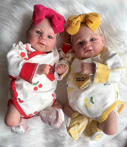 Zero pam Reborn Baby Zwillinge Junge Und Mädchen 42CM Weiches Silikon Reborn Baby Puppe 2 Babys Reborn Puppen Lebensecht Real Realistische Puppen Mit Blauen Augen