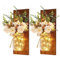 MISNODE Mason Jar Wall Sconces Set of 2 - Rustic Home Decor Handmade Wall Art Hanging Design With Remote Control LED Fairy Lights and Flower (Brown)