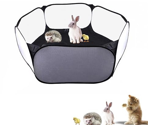 Small Animals Playpen, Portable Pop-up Open Interactive Pet Tent, Indoor Outdoor Fence for Rabbits, Guinea Pig, Hamster, Chinchillas, Kittens, Puppies