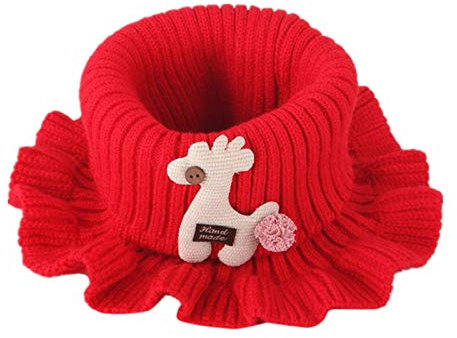 Morain Kinderschal, gerippter Strick-Schal, Cartoon-Giraffe, gehäkelt, Wasserfallkragen, Halswärmer