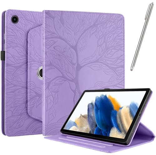 Netany Rotating Custodia per Lenovo M10 Plus Tablet 3Rd Gen 10.6 Pollice 2022 (Tb-125F/Tb-128F), con penna PU Pelle Flip Cover, Supporto Rotazione 360 Protettiva Cover [Auto Sveglia/Sonno] - Viola