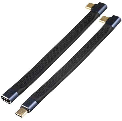 Leehitech 90°Winkel USB C Verlängerungskabel [2Stück 13CM ], 240W Doppelte Winkelstecker PD 3.1 40 Gbps, Pass-Video Daten, Stecker auf Buchse USB C Kabel für iPhone 16 15 Pro Max, MacBook