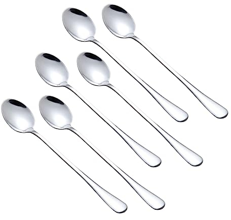 PRETYZOOM 6 Piezas utensilio de cocina cuchara para comer pastel cuchara de mezcla azúcar leche cucharas soperas cucharas para servir cuchara para postres mango largo cucharada