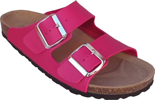 BIO Menphis Sandalo donna due fibbia laterali e suola in Sughero 4061 - FUXIA 38