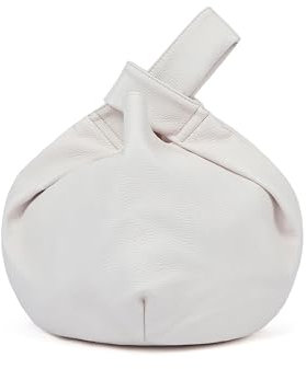 Pettata Damen Handgelenk-Knoten-Tragetasche, klein, weiches Leder, Handgelenk-Handtaschen, elegante Clutch-Geldbörse für Mädchen, Cremeweiß, Einheitsgröße