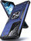 Pritify Armour Coque pour Samsung S21 Ultra avec béquille et appareil photo surélevé, coque arrière de protection de qualité militaire, anneau en métal amélioré, support magnétique de voiture | Bleu