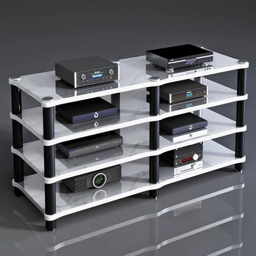 YHWKGZ Gabinete De Audio Hi Fi, Estante De Audio con Patas antivibración, Soporte de Medios extraíble de 1/2/3/4 Capas, Audio Hi Fi TV Abierto(Wit,47.2x29.5/120x75cm)