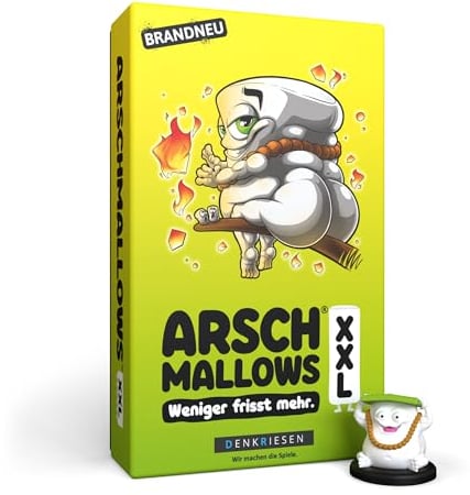 DENKRIESEN - ARSCHMALLOWS® XXL – Weniger frisst mehr | Kartenspiel | Ab 9 Jahren | 2-8 Spieler | Familienspiel | Lustiges Partyspiel für die ganze Familie | Perfekt für gesellige Runden und Abenteuer