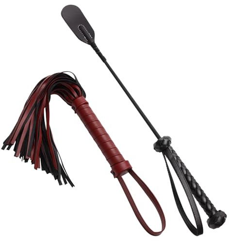 Coolrunner 2P Riding Crop for Horse Riding Crop 18 icnh+20inch Horse Whip with PU Leather Equestrianism Horse Crop Double Slapper Horse Whip Crops for Horses