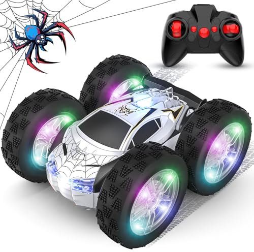 Ferngesteuertes Auto für Kinder ab 3 4 5 6 7 8 9 Jahren, 2.4GHz Spider RC Stunt Auto Wiederaufladbares Monstertruck mit LED Blinken, 360° Drehung Spielzeugauto Geburtstags Geschenk Jungen Mädchen