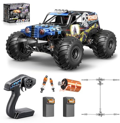 Womaqu Ferngesteuertes Auto Erwachsene 1:14 Brushless RC Auto/RC Car 4WD 52 km/h mit Öldruck-Stoßdämpfern, 2X 2S LiPo Akku, Aufrüstbar auf 3S 70 km/h, Elektrischer RC Truck für Jungen