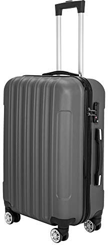 Bonnlo Hartschalen-Koffer Trolley Rollkoffer Reisekoffer Koffer Handgepäck 4 Rollen Schwarz