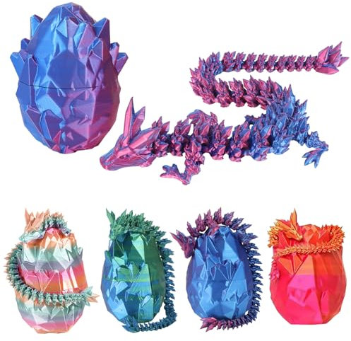 XehCaol Œuf de dragon avec dragon imprimé en 3D - Rose mobile - Jouet de Pâques - Cadeaux de Pâques - Surprise - Œufs de dragon de Pâques - Bureau - Décoration de la maison (style C-Purple)
