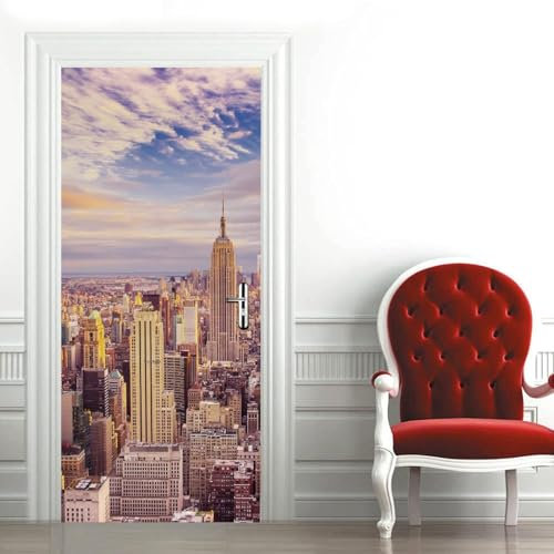 Türbekleben New York Türtapete, Selbstklebend TürPoster New York Türbilder, 3D Fototapete Türfolie Poster Tapete Türaufkleber Tür Tapeten 77 x 200 cm q955