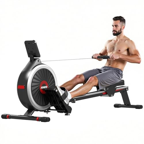 Dskeuzeew Rudergerät für zuhause klappbar mit LCD-Monitor Magnetisches Cardio-Trainingsgerät Rudergeräte mit 16 Widerstandsstufen Max 160KG