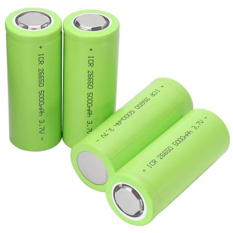 DUBEI Batterie Li-ION À Puissance Rechargeable De 5000Mah, Batterie De Sauvegarde Haute Performance, avec 8 Protections Intelligentes Majeures, pour des Lampes De Poche Puissantes, 4 PCS,Vert