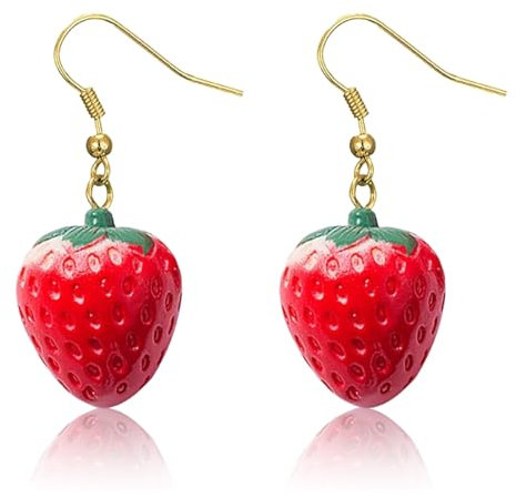 EIROVYA Erdbeerohrringe, Rote Erdbeer Ohrringe, Erdbeer Ohrstecker, Erdbeere Süße Ohrringe, Schmuck Geschenke für Mädchen und Frauen, 1 Paar